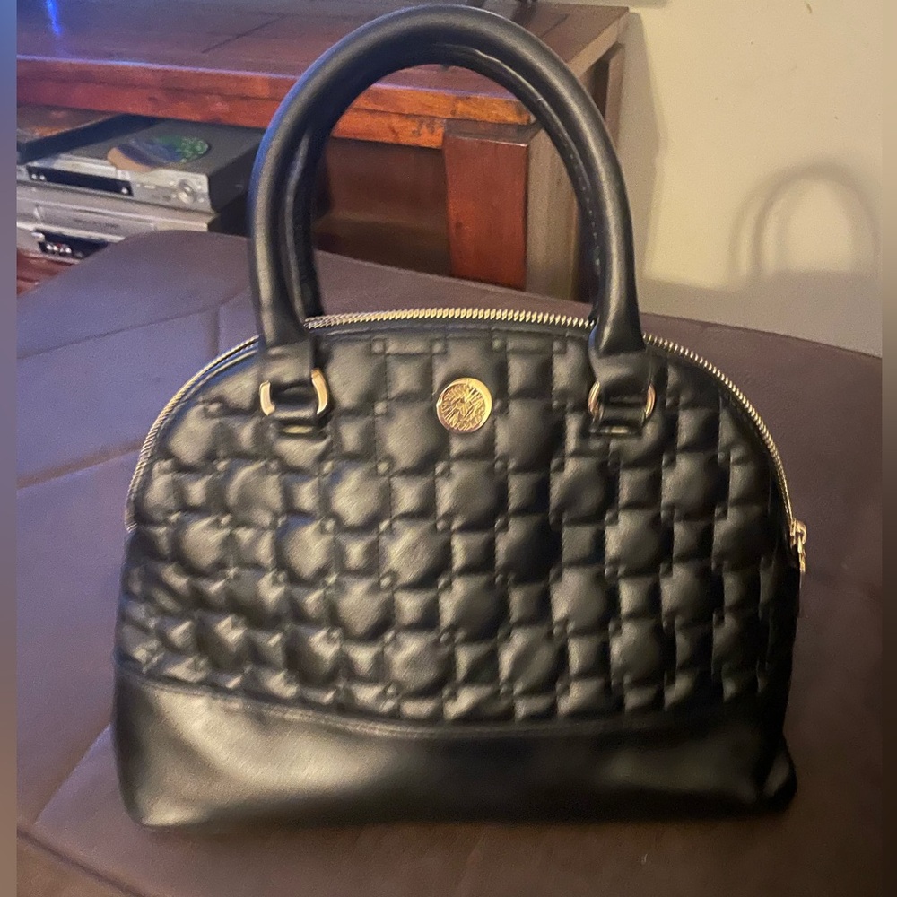Anne Klein Black Quilted Satchel